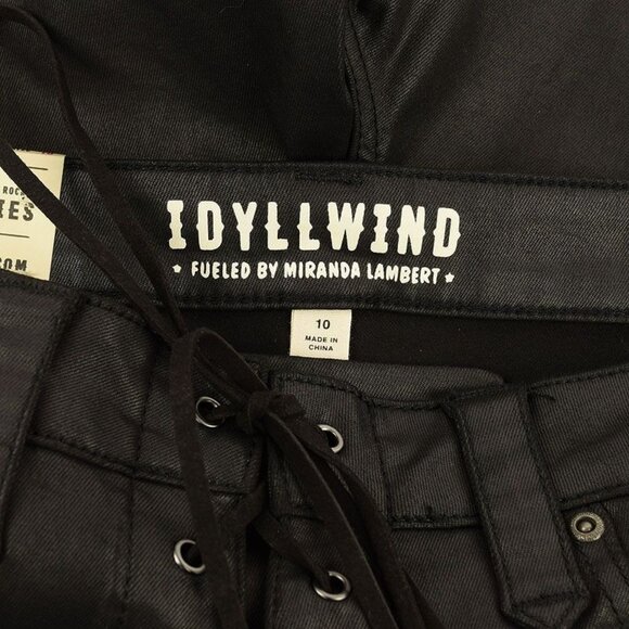 Idyllwind Black Gypsy High Rise Coated Lace-Up Shorts Size 10 - Picture 4 of 4